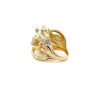 10K Real Gold Round Link Style Hollow Ring (Size 7)