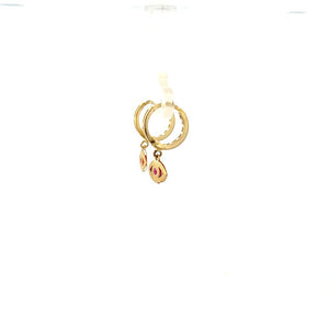 14K Real Gold Dangle Evil Eye Hoop Earrings