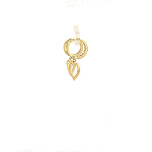 14K Real Gold CZ Dangle Heart Hoop Earrings