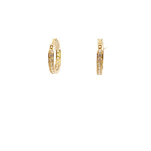 14K Real Gold DC CZ (13.5MM) Hoop Earrings