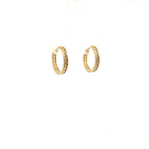 14K Real Gold DC CZ (13.5MM) Hoop Earrings