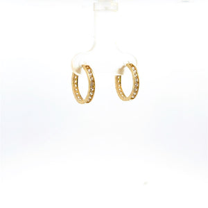 14K Real Gold DC CZ (13.5MM) Hoop Earrings