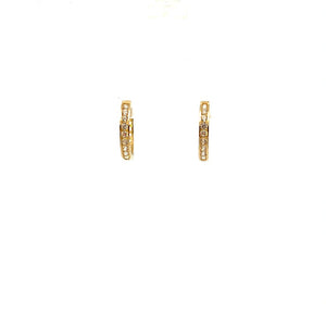 14K Real Gold DC CZ (13.5MM) Hoop Earrings