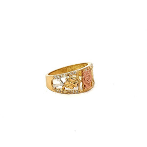 10K Real Gold TC CZ Lucky-7 Fancy Ring