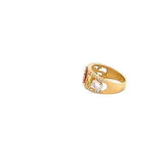 10K Real Gold TC CZ Lucky-7 Fancy Ring