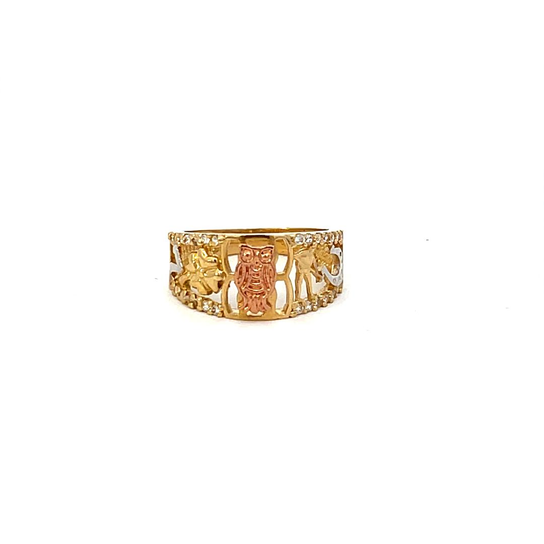 10K Real Gold TC CZ Lucky-7 Fancy Ring