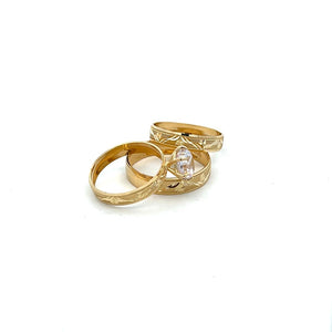 10K Real Gold Trio Ring