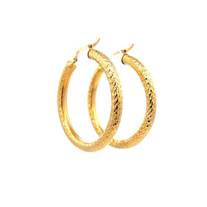 10K Real Gold Small Triangle Design Hoop Earrings