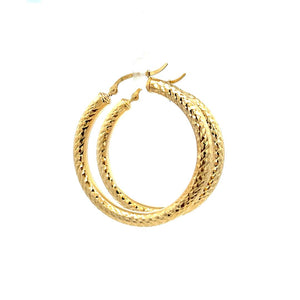 10K Real Gold Small Triangle Design Hoop Earrings