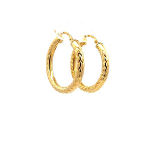 10K Real Gold Leaves Design Hoop Earrings