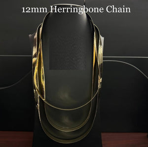 Real 10K Yellow Gold Herringbone Chains For Men / Women - Gifts For Him / Her