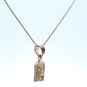 10K Solid Real Yellow Gold Jesus Pendant Charm (Small) with Box Chain with Box Chain