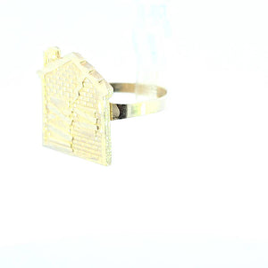 10K Real Solid Yellow Gold Trap House Ring (Small)