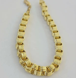 10k Yellow Gold Hollow Round Byzantine Bracelet/ Anklet