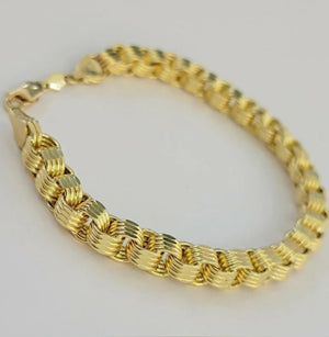 10k Yellow Gold Hollow Round Byzantine Bracelet/ Anklet