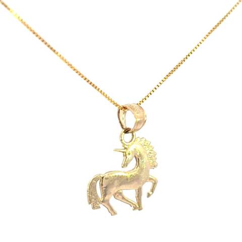 10K Real Gold Horse Small Charm with Box Chain