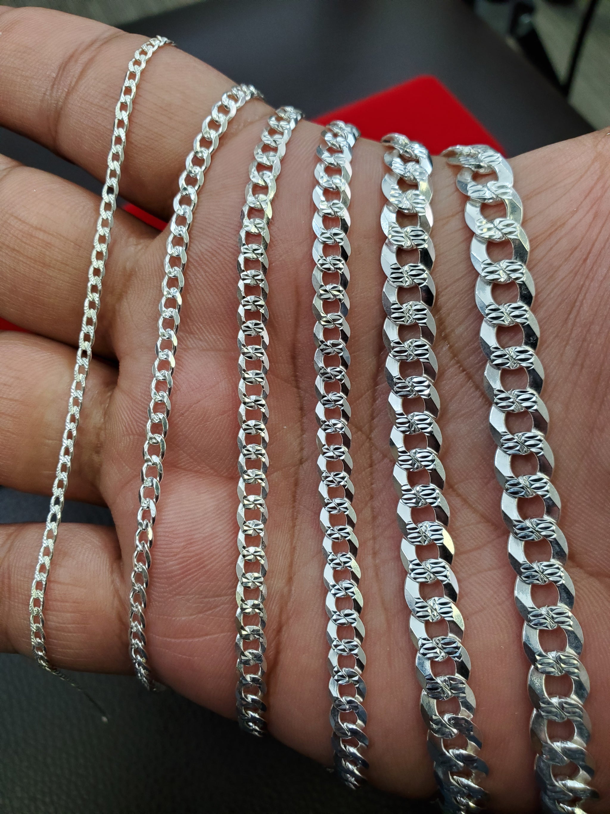 Men's 6.0mm Diamond-Cut Solid Cuban Link Chain Necklace in Sterling Silver  - 22