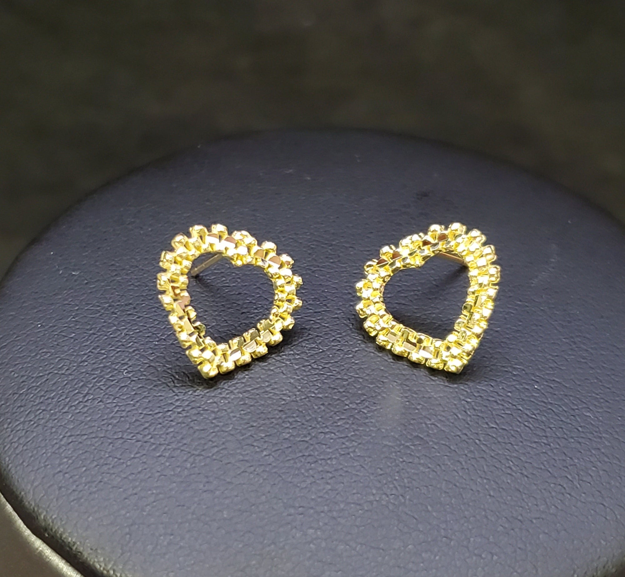 10K Solid Yellow Gold Heart Shape Earrings for Girls Womens