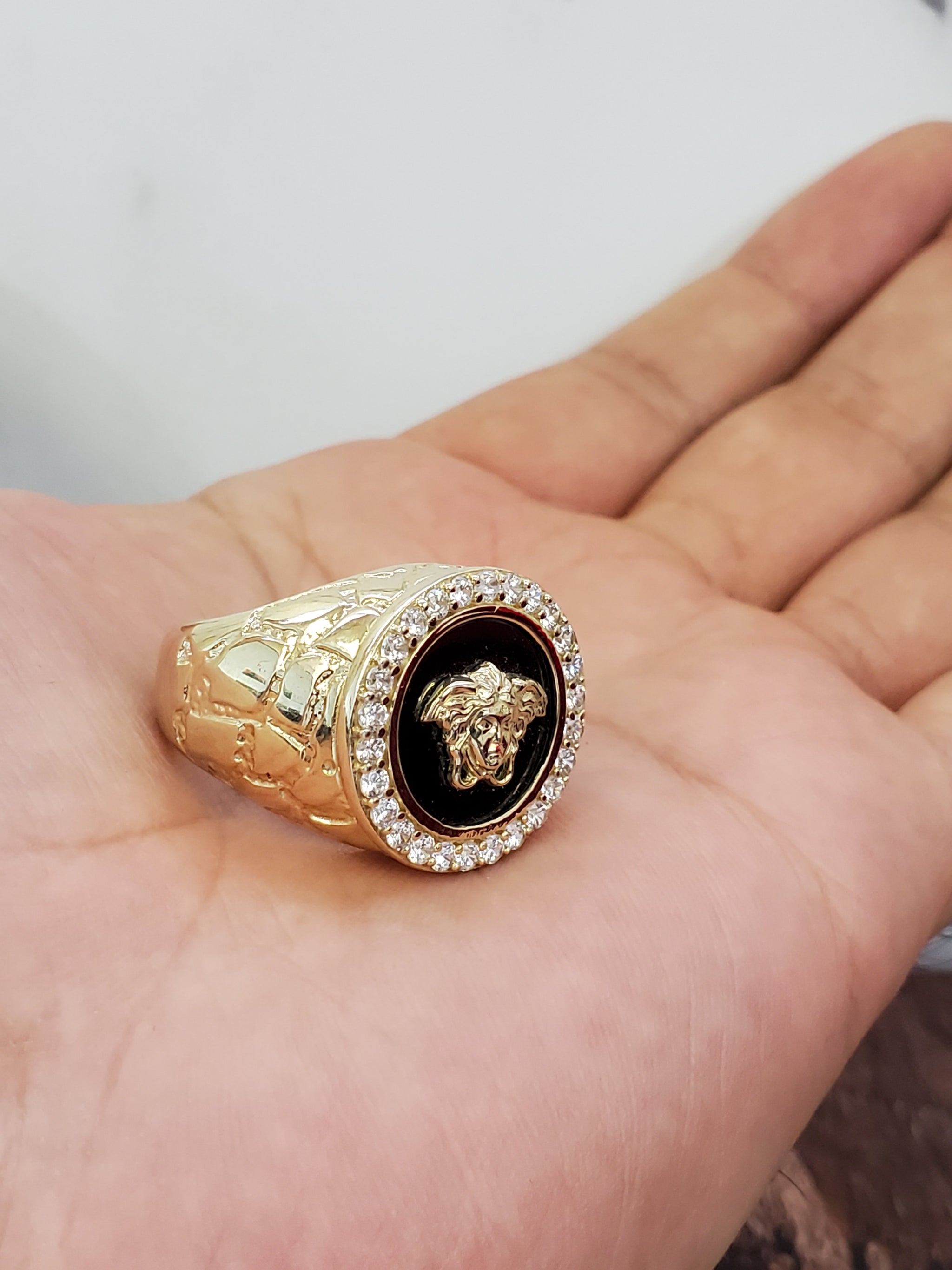 10k Solid Gold Diamond Ring, Versace Style Medusa Head Size 11 12.7 Grams  of Gold - Etsy