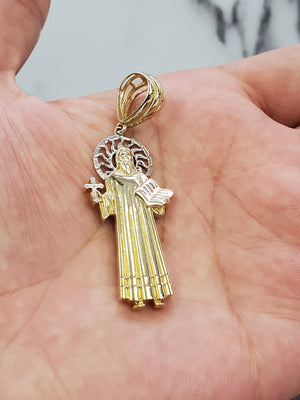 10K Solid Real Yellow Gold Jesus w/Bible Pendant Charm