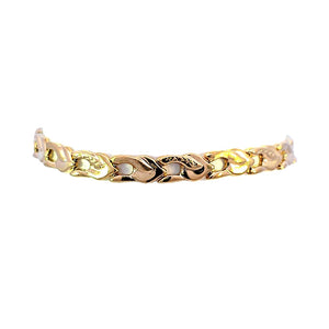 10K Real Yellow Gold Hollow Fancy Stampato Bracelet 7 inches