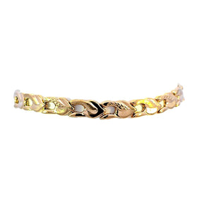 10K Real Yellow Gold Hollow Fancy Stampato Bracelet 7 inches