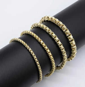 10k Yellow Gold Hollow Round Byzantine Bracelet/ Anklet