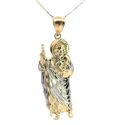 10K Real Gold Two-Tone Saint Jude Big Charm