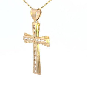 10K Real Gold CZ Medium Cross with Box Chain