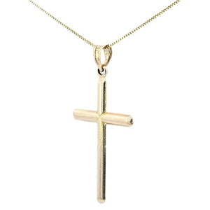 10K Real Gold Tube Cross Medium Charm with Box Chain