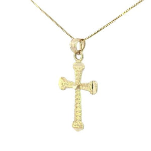 10K Real Gold Fancy Cross Small Charm with Box Chain