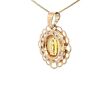 14K Real Gold Round CZ Flower Mother Mary Small Charm with Box Chain