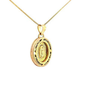 10K Real Gold TC Double Sided Jesus-Mother Mary Small CZ Charm with Box Chain