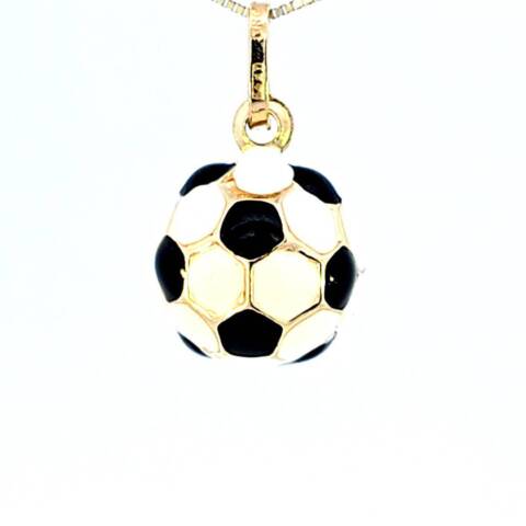 14K Real Gold Soccer Ball Small Charm with Box Chain