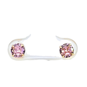 14K Real Gold Pink CZ Stud Earrings