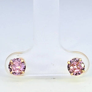 14K Real Gold Pink CZ Stud Earrings