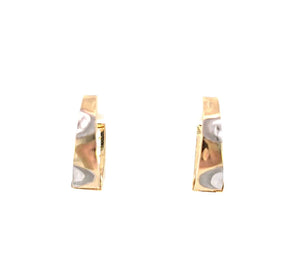 10K Real Gold Tri Color Reversible Huggy Style Hoop CZ Earrings