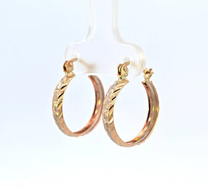 10K Real Gold Tri Color Fancy Round Hoop Earrings for Girls/Women