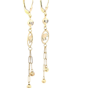 10K Real Gold Elephant Dangle Earrings for Girls, Women's