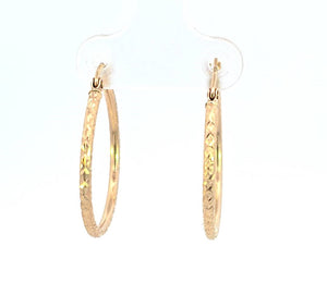 10K Real Gold Diamond Cut Medium Hs Earrings for Girls, Women's