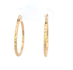 10K Real Gold Diamond Cut Medium Hs Earrings for Girls, Women's