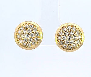 10K Real Gold Round Micro Pave CZ Fancy Stud Earrings