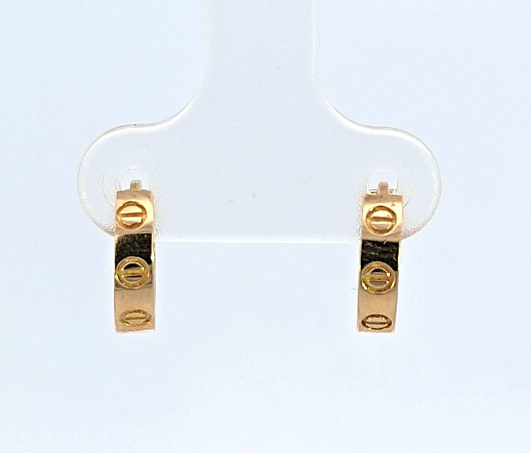 10K Real Gold Fancy Round Small Hoop Earrings