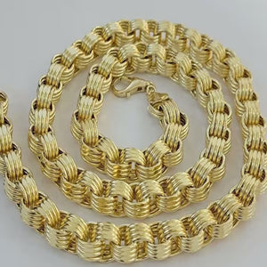 10k Yellow Gold Hollow Round Byzantine Chain/ Necklace