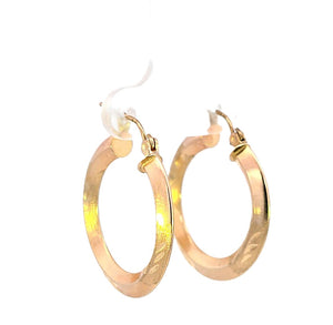 10K Real Gold Solid Disc Shape Hoops Medium Size Earrings