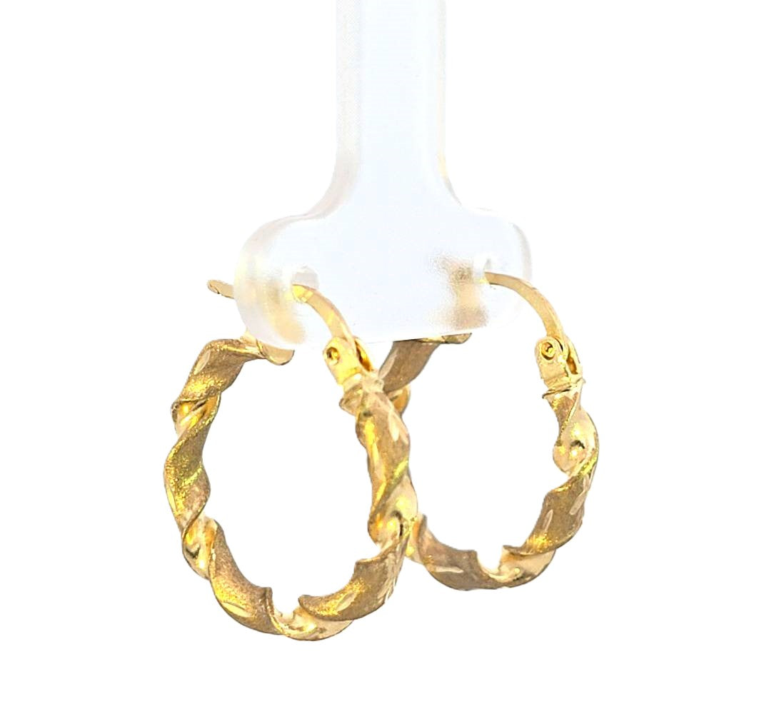 10K Real Gold Swirled Hoop Fancy Earrings for Girls, Women's