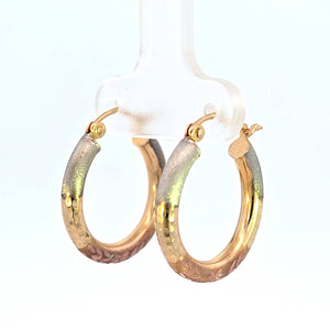 10K Real Gold Tri Color Diamond Cut Fancy Hoops Earrings for Girls, Women's