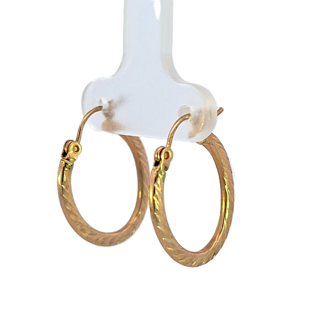 10K Real Gold Diamond Cut Oval Hoop Earrings for Girls, Women's