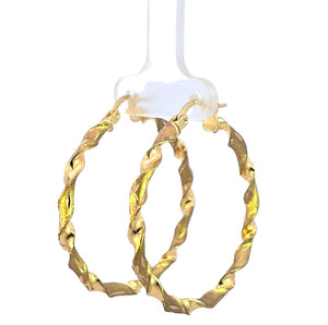 10K Real Gold Twisted Big Hoop Earrings for Girl's, Women's.