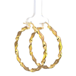 10K Real Gold Twisted Big Hoop Earrings for Girl's, Women's.